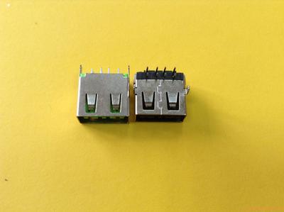 USB-A(F)插板90度 双面插黑胶 镍壳