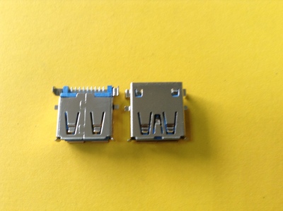 USB-A(F)SMT 沉板3.0蓝胶 G/F 镍壳卷边