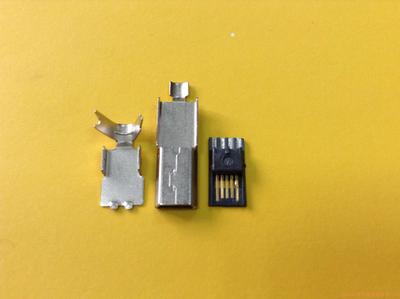 MINI USB B5M焊 超薄黑胶 镍壳 三件式 前五后四