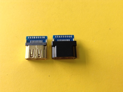 HDMI19S+PCB板 A Type黑胶 G/F 镍壳