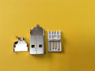 USB-A(M)焊 白胶 镍壳三件 L28mm