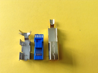 USB-B(M)焊 3.0蓝胶 G/F 镍壳三件式