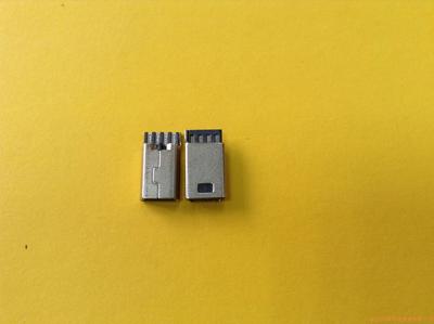 MINI USB B5M焊 超薄黑胶 镍壳+地线 前五后四