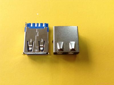 USB-A(F)焊 3.0蓝胶 镍壳配铁套